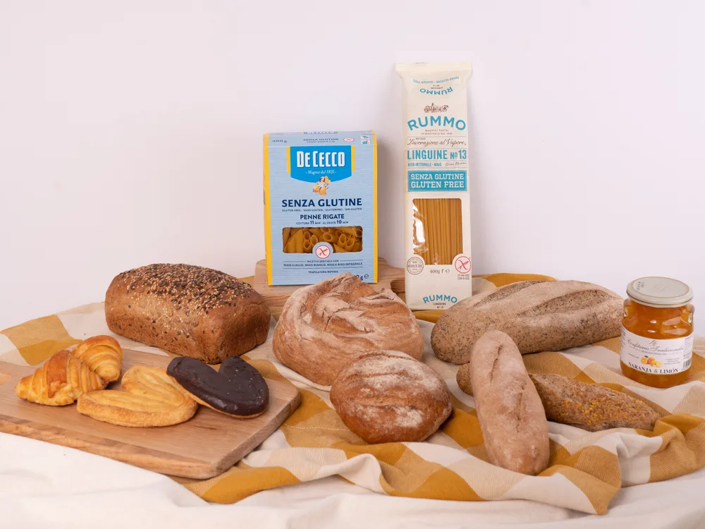 I prodotti di una box Glutfree: pane, dolci, pasta e marmellata senza glutine